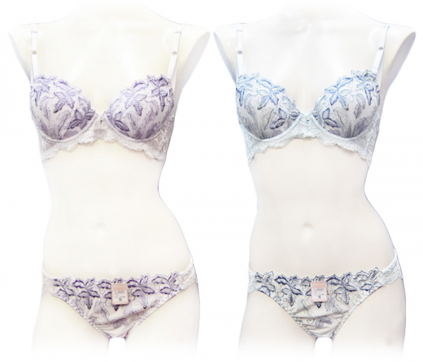 90587(ノンワイヤー)　脇高ボタニカルリーフ刺繍