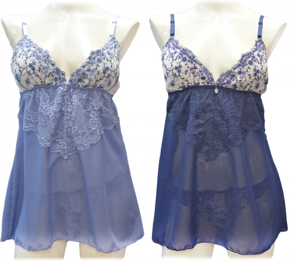 80602　脇高クリスタルブーケキャミソール＆ショーツ