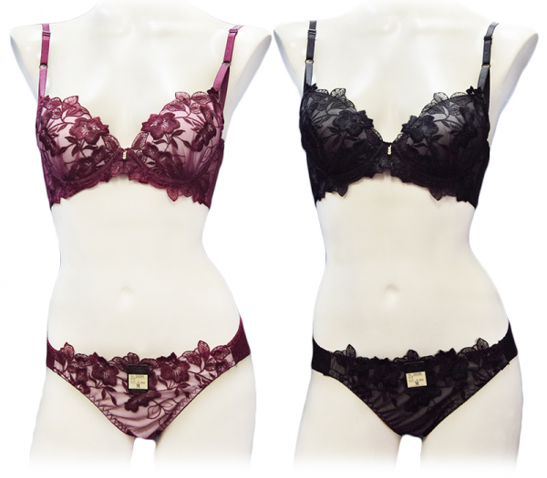 10590EF　脇高シアーフラワー刺繍