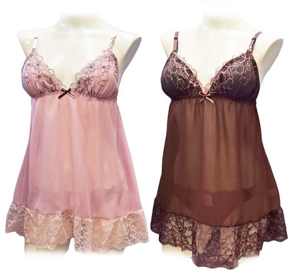 80623　ガーリーハートフラワー刺繍 キャミソール＆ショーツ