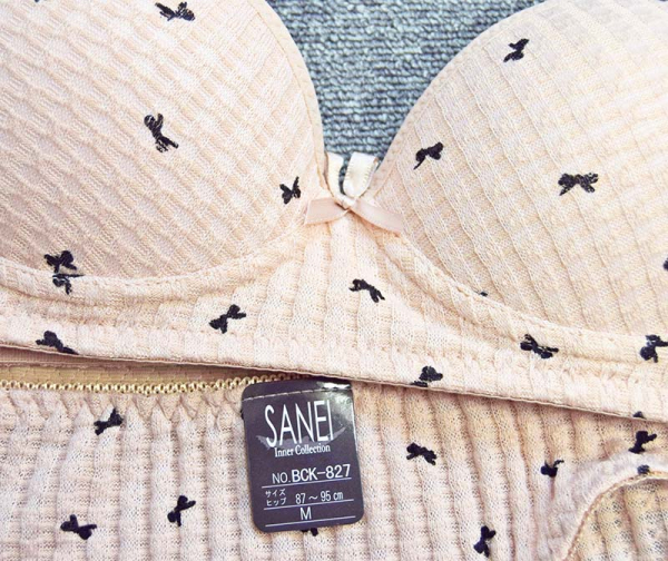 BCK-827　リブかぶりタイプノンワイヤー（リボン柄）