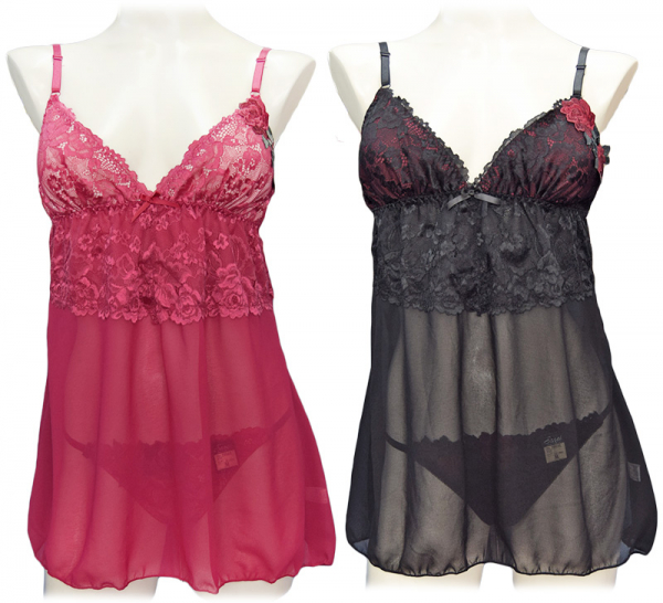 80640　脇高ケミカルローズ＆レースキャミソール&ショーツ