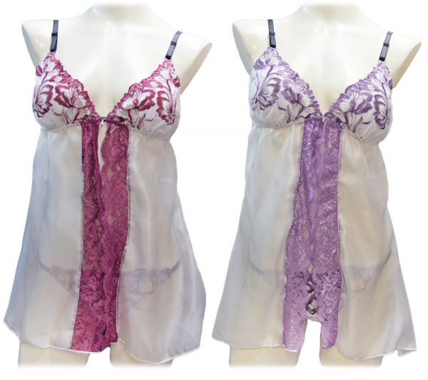 80644　脇高ブラックフローラキャミソール&ショーツ