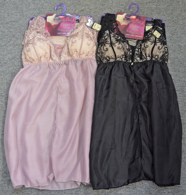 80649　脇高シックフラワー刺繍キャミソール&ショーツ